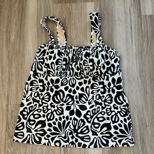 Lands End Black White Chlorine Resistant Top Tankini size 10D
